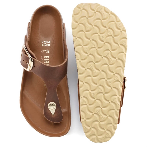 Birkenstock Gizeh Big Buckle Sandaler, Cognac 